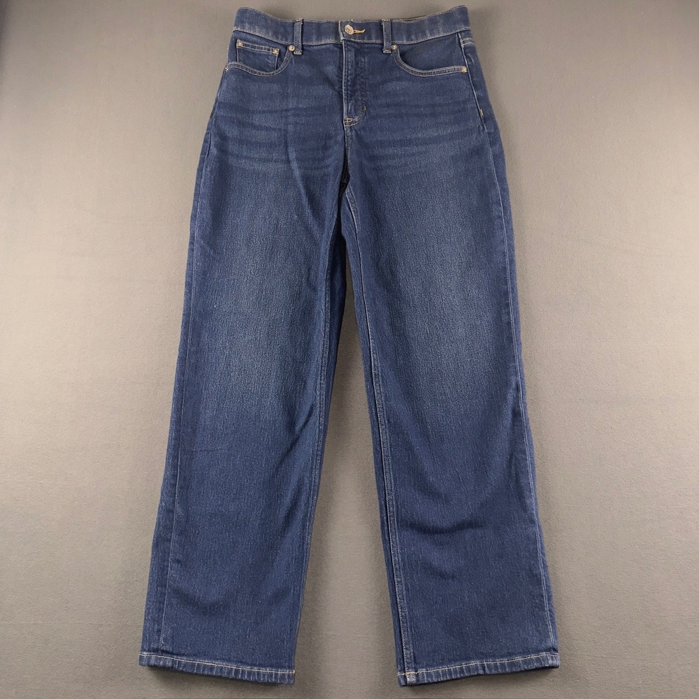 Spanx Ankle Straight Leg Jeans Dark Indigo Blue High Rise 22070R Womens Medium